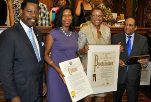NTSB's Beverly Drake (second from right) was honored during Brooklyn’s Caribbean-American Heritage Month.