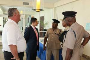 Esteban Salinas, IRF Director, Latin America & Caribbean, with members of Jamaica law enforcement.