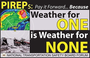 Graphic Logo for the Forum: PIREPs: Pay it Forward...Because Weather for One is Weather for None
