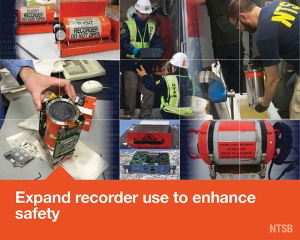 Mosaic image of data recorders for the Most Wanted List issue are Expand Recorder Use to Enhance Safety